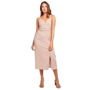 Gentle Fawn Linen Beige Brown Midi Dress Size Small